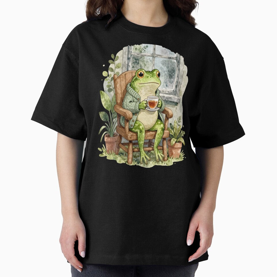 Cottagecore Frog Portrait — Teacup & Cardigan Art by sooperstore