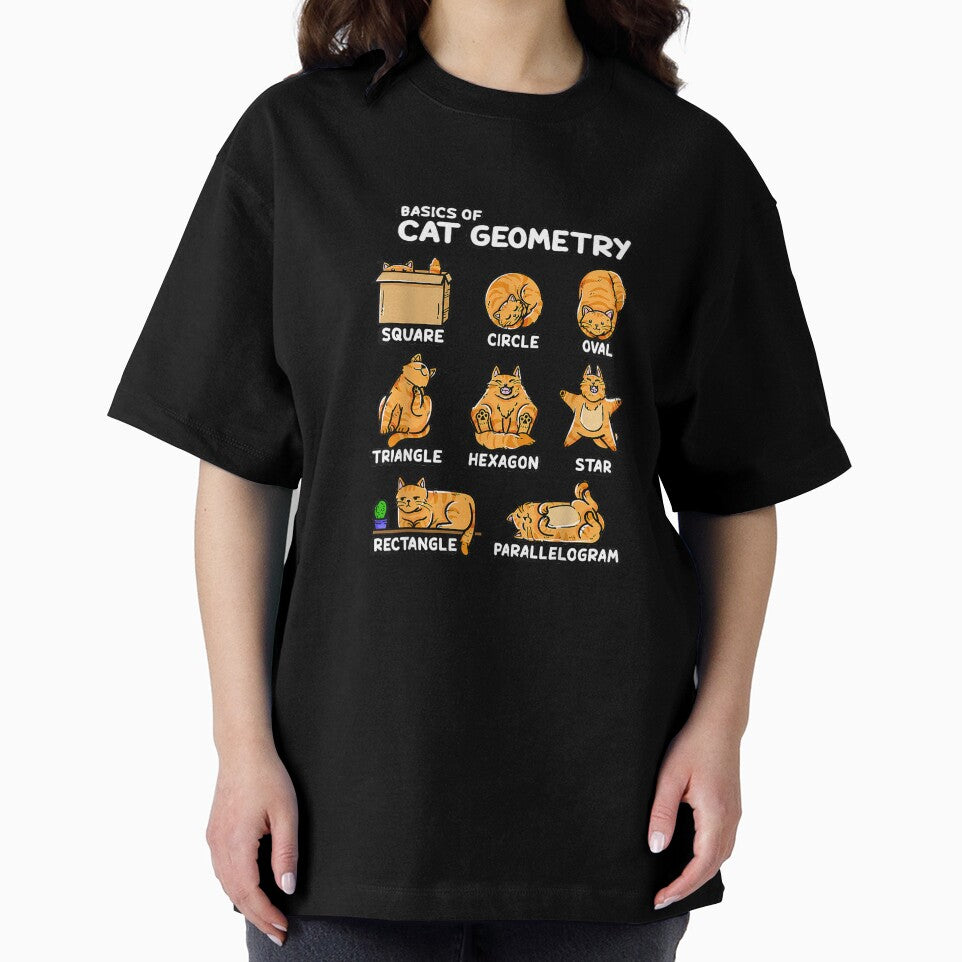 Basic Cat Geometry Cute Cat Cat Lover Cat Owner Math School T-Shirt by Badriiiii