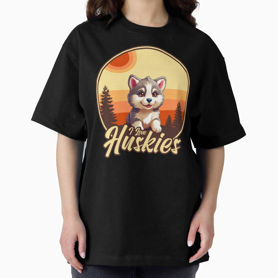 I Love Huskies - Vintage Sunset Design - Siberian Husky Lover by brindled