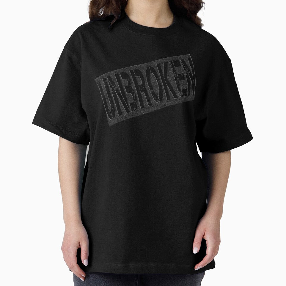 UNBROKEN Distressed Concrete Typography – Dark Industrial Stamp Design by KatBeeTee