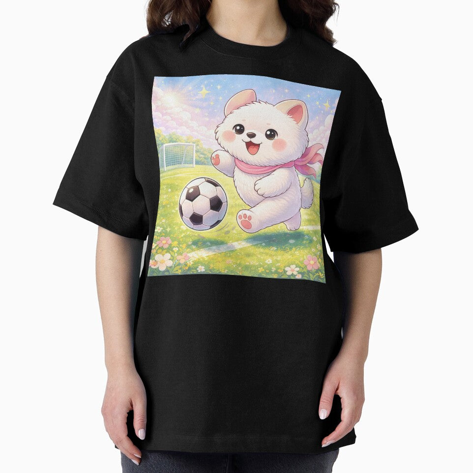 Cute Soccer Puppy Playing Football | Kawaii Dog Sports Cartoon Illustration by Furfolkz Unisex , , , Long Sleeve Tee