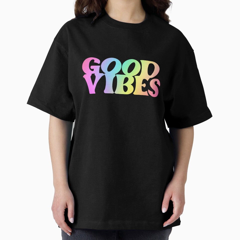 Gradient Rainbow Pink Spectrum 3D Extruded Retro Vintage Serif Display Typography Good Vibes Quotes by Cawaiico