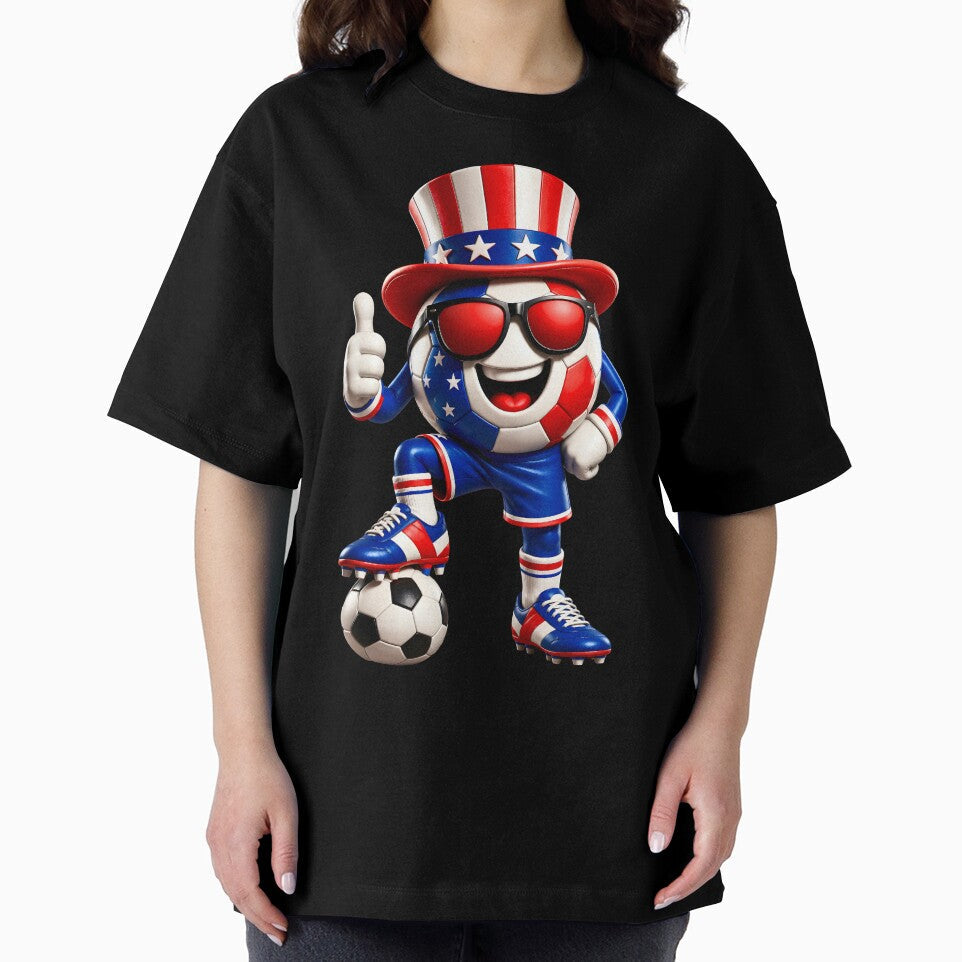 USA Soccer Mascot Funny Patriotic Sports Cartoon Graphic by ArtSpark Studio Unisex , , , Long Sleeve Tee