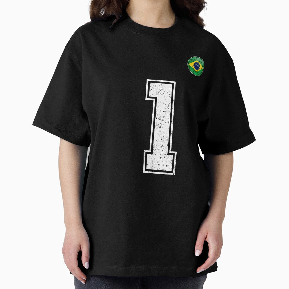 Number 1 Brazil Futbol Football Brazilian soccer Flag Jersey by RoyesButler Unisex , , , Long Sleeve Tee