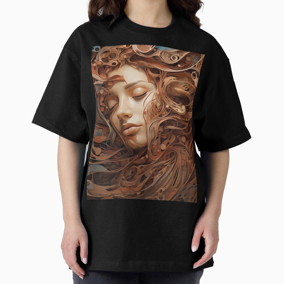 Female face sculpture in wood by brandway