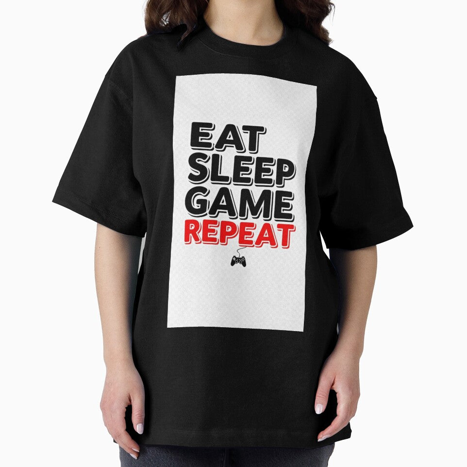 Eat Sleep Game Repeat Bold Gamer Text Shirt by Petringo