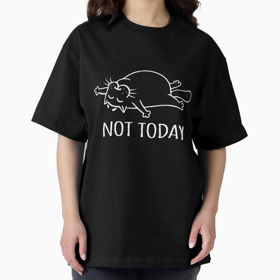 Not Today Lazy Cat T-Shirt by kevincuellar