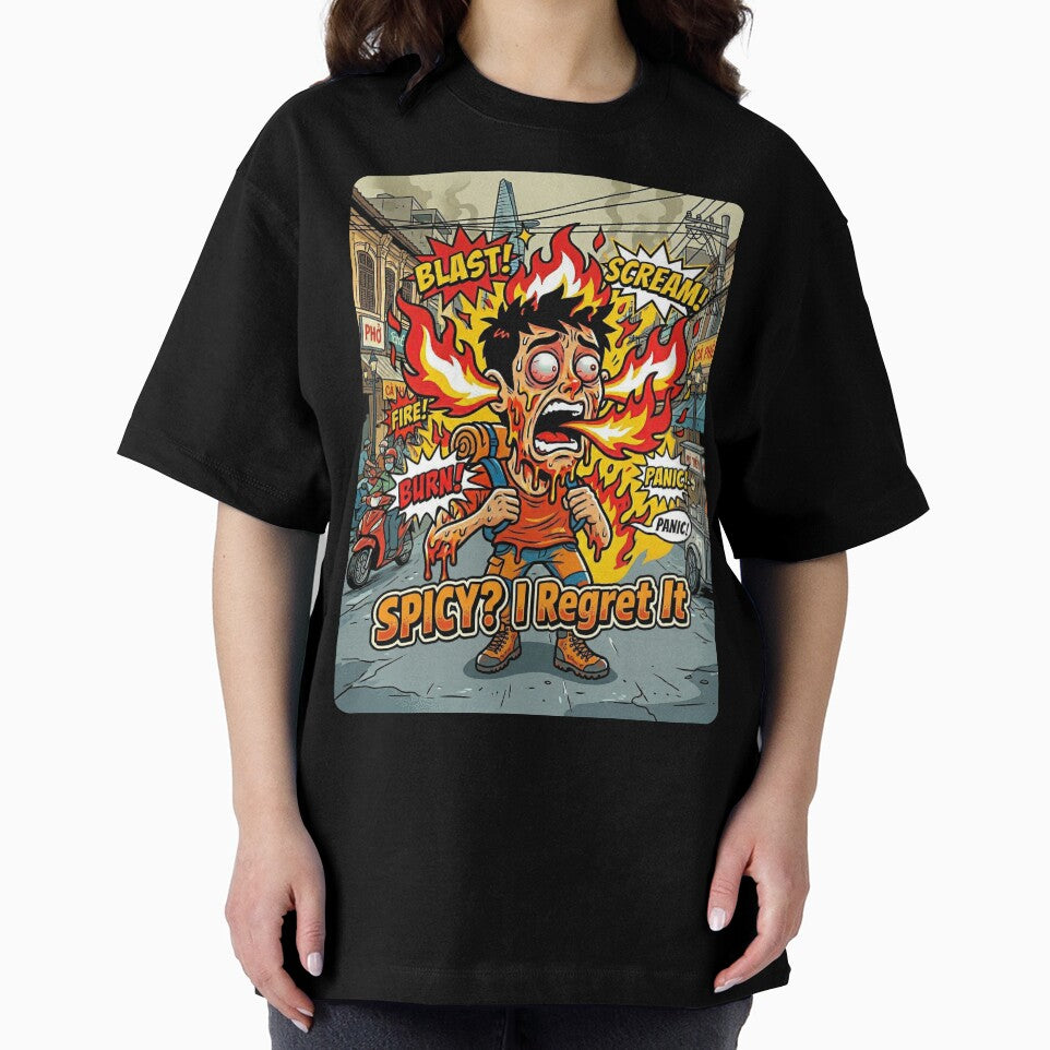 Spicy? I Regret It – Funny Travel Meme Backpacker Shirt, Southeast Asia Food Challenge Humor Tee by Backpackers Society