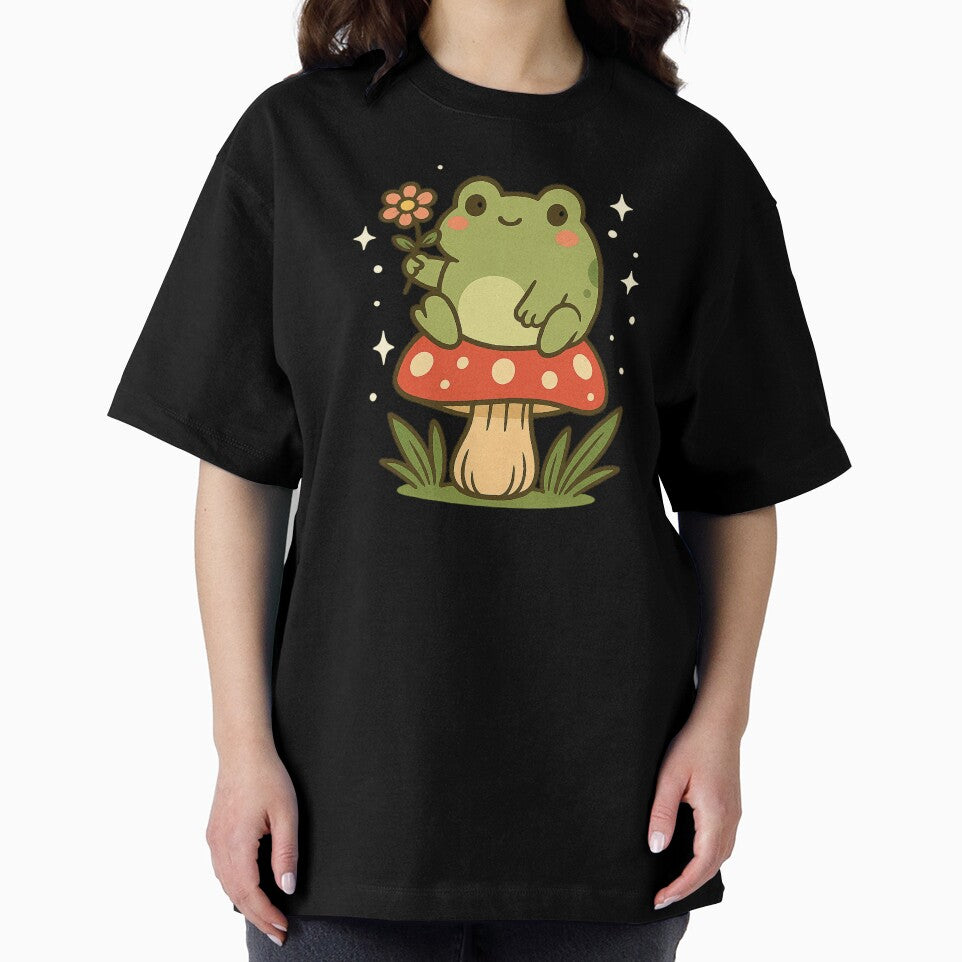 “Kawaii Frog on Mushroom – Cottagecore Cutie” by DailyVibesCo