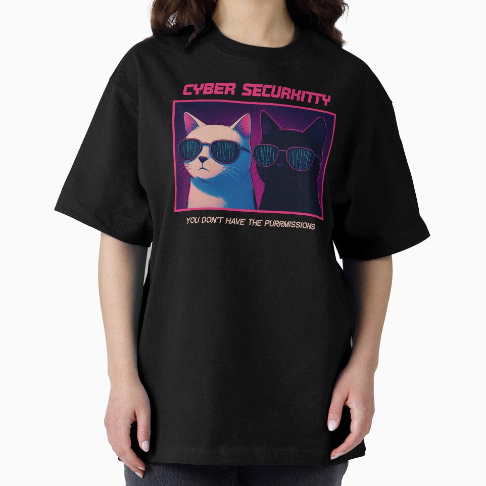 Cyber SecuriKitty – Cyberpunk Hacker Cat Meme Shirt by RizVibes