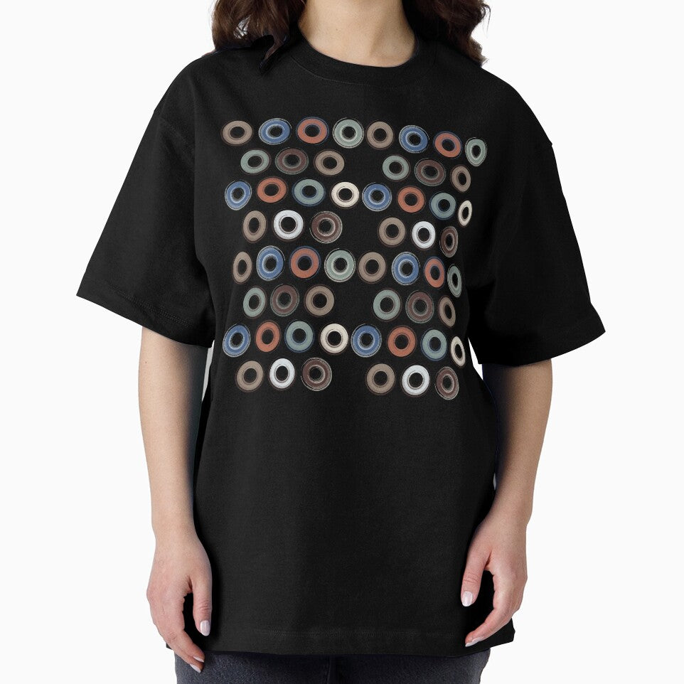 Earth Tone Circles on Denim Blue by TanglePatch