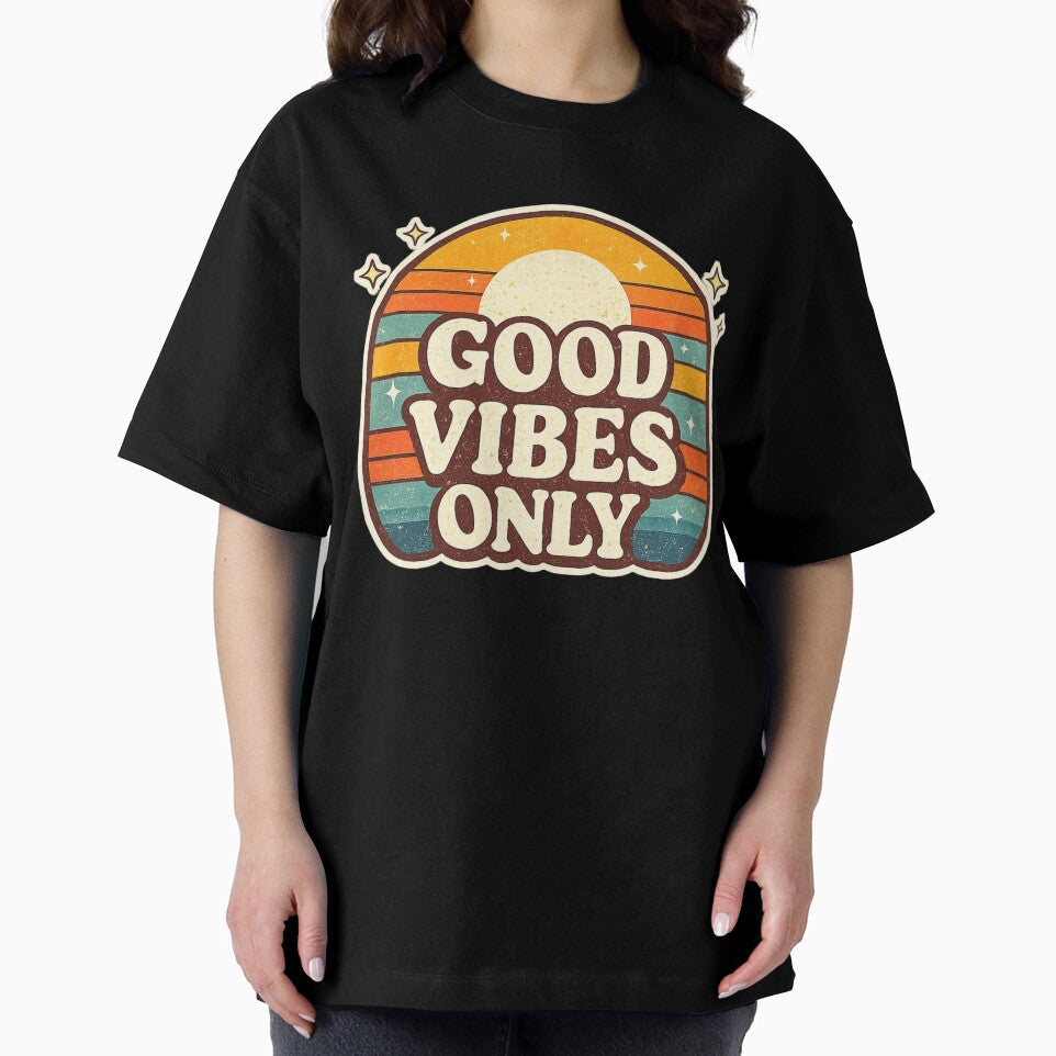 Good Vibes Only Retro Sunset Positive Quote by Tropivaro