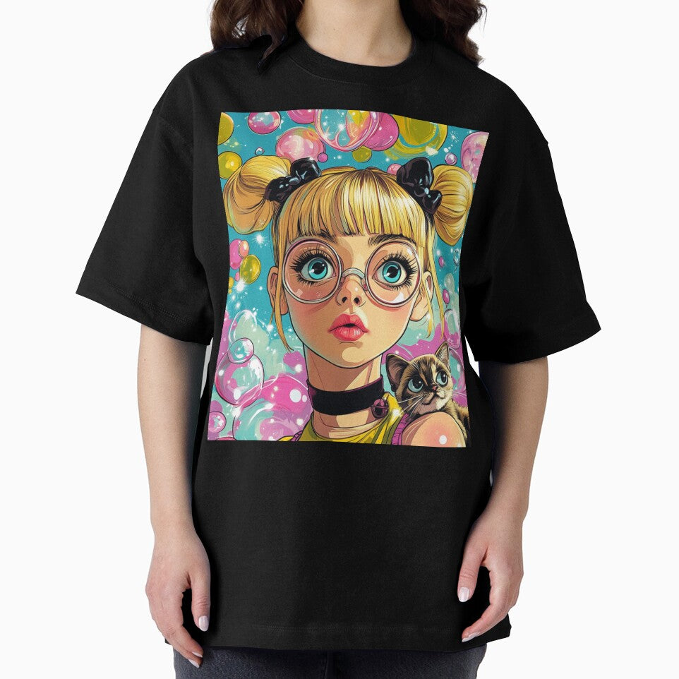 Bubbles powerpuff girls with a cat by Mystic Wild Studio