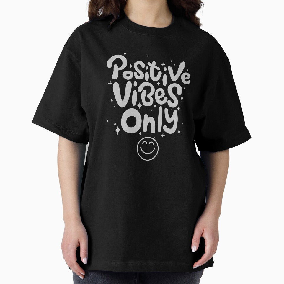 Positive Vibes Only Cute Smiley Typography Design by Danisrin Finds