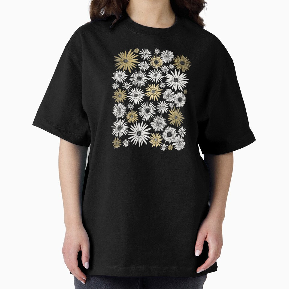 Daisy Pattern - Black and Gold by Chrystel L Art