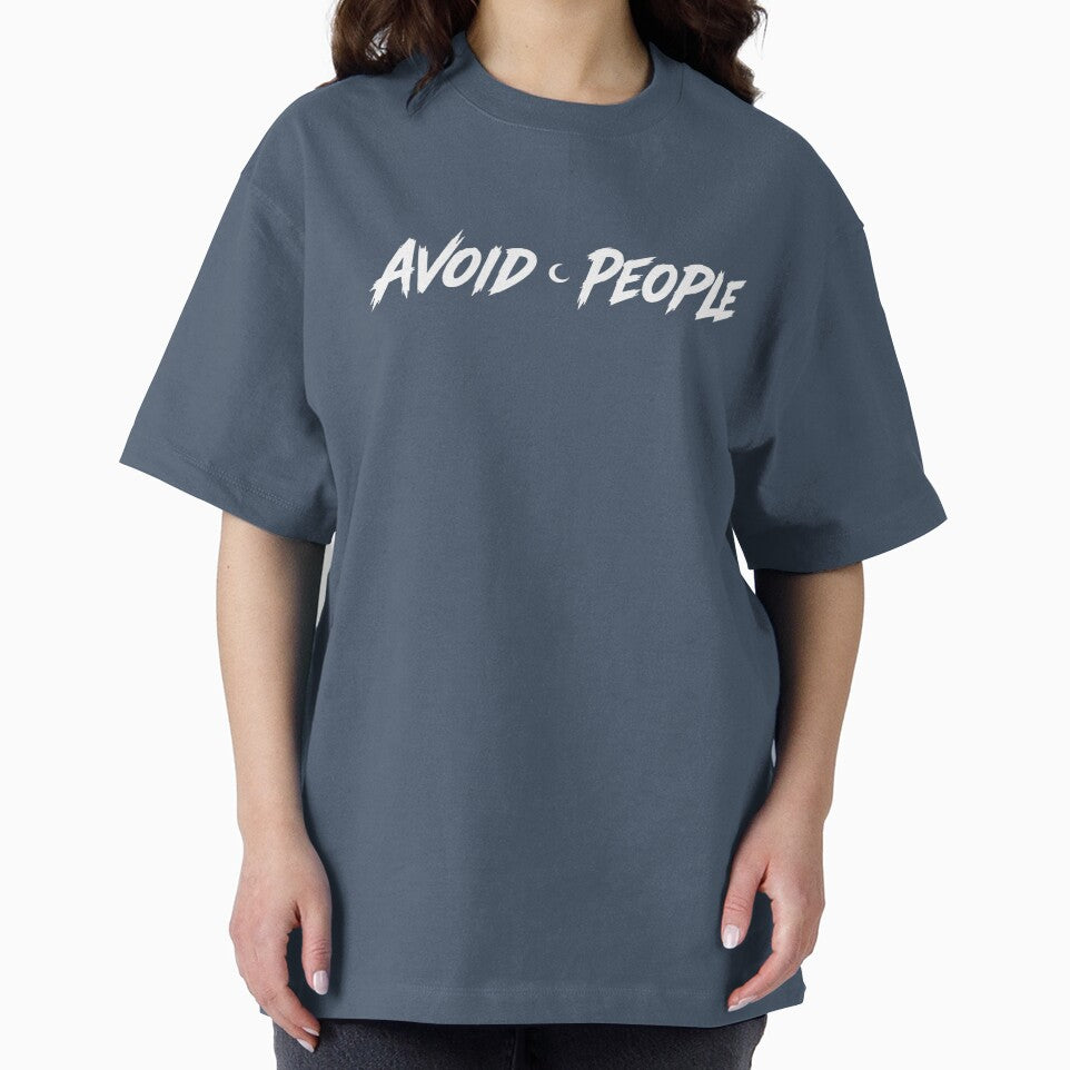 Avoid People – Introvert Moon Aesthetic | Anti Social Minimalist Quote by SkullVor