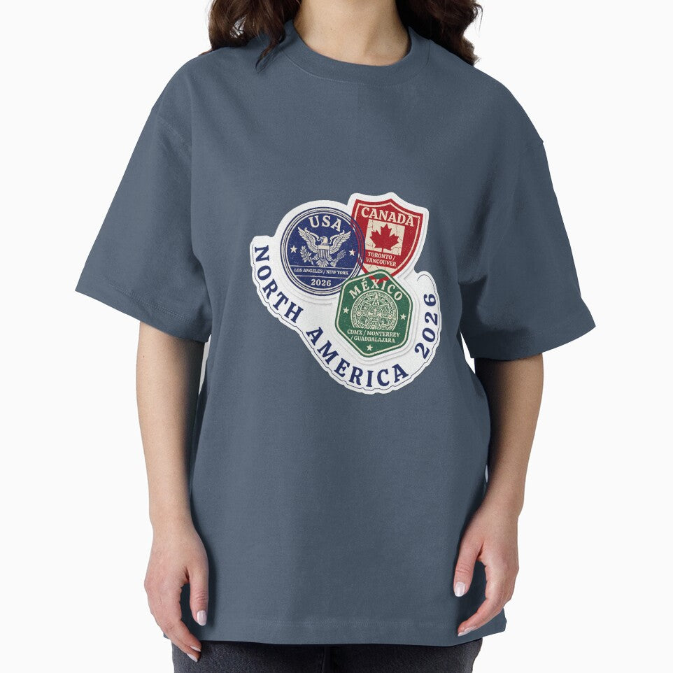 North America 2026 Passport Stamp Trio Vintage Travel Sticker by limos Unisex , , , Long Sleeve Tee