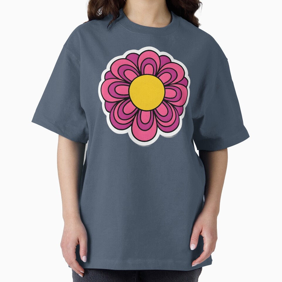 retro groovy hot pink daisy 70s spring by Byte-shirt