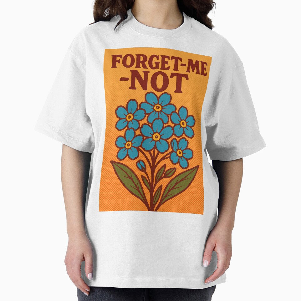 Retro Pop Art Poster Illustration of Forget-Me-Not Flowers | Delicate Blue Botanical Floral Print with Soft Meadow Blooms & Romantic Memory Garden Aesthetic | Vintage Nature Wall Art Decor by PaintedPixels01