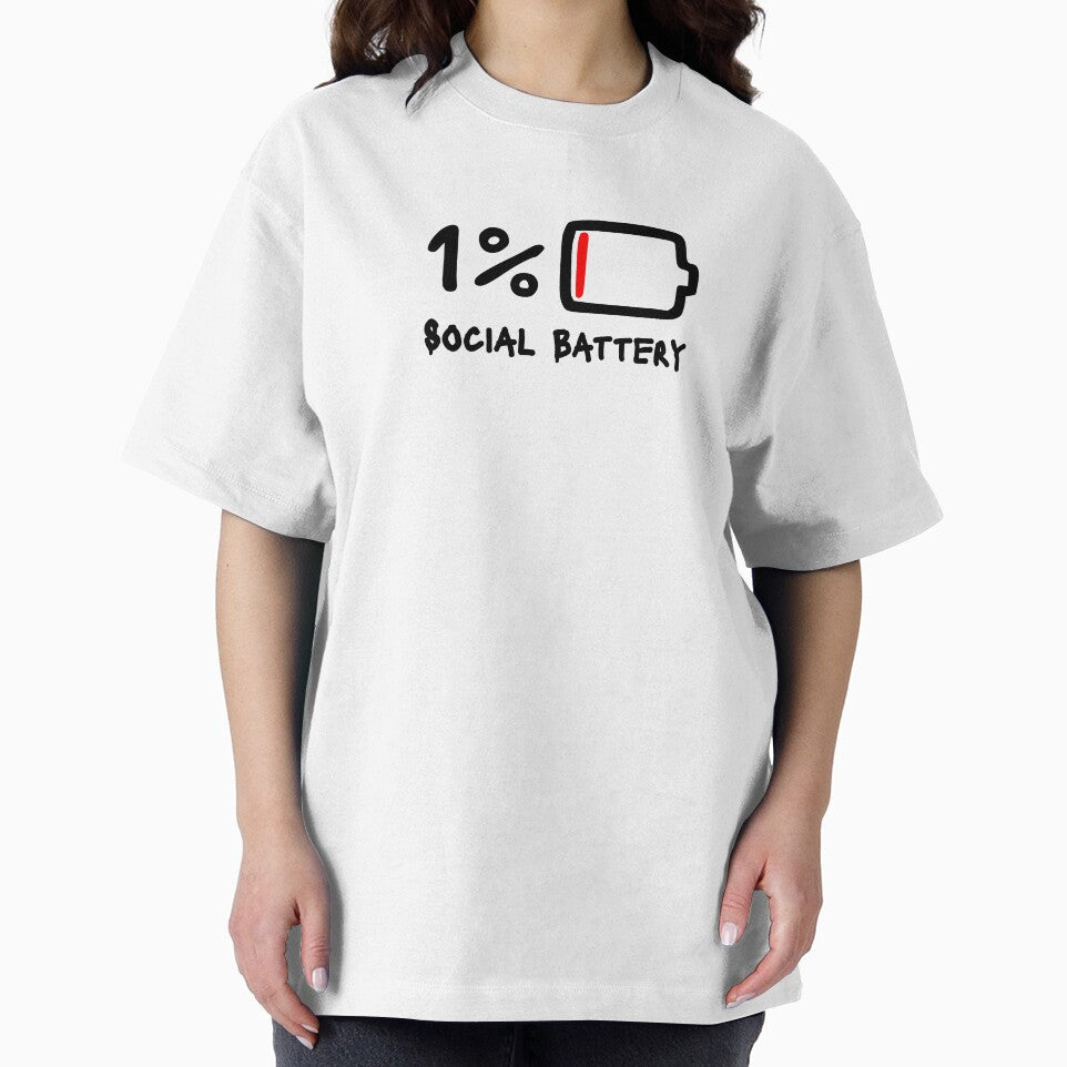 My Social Battery at 1% Low Introvert Energy, Socially Drained  - Black by PawaPotto
