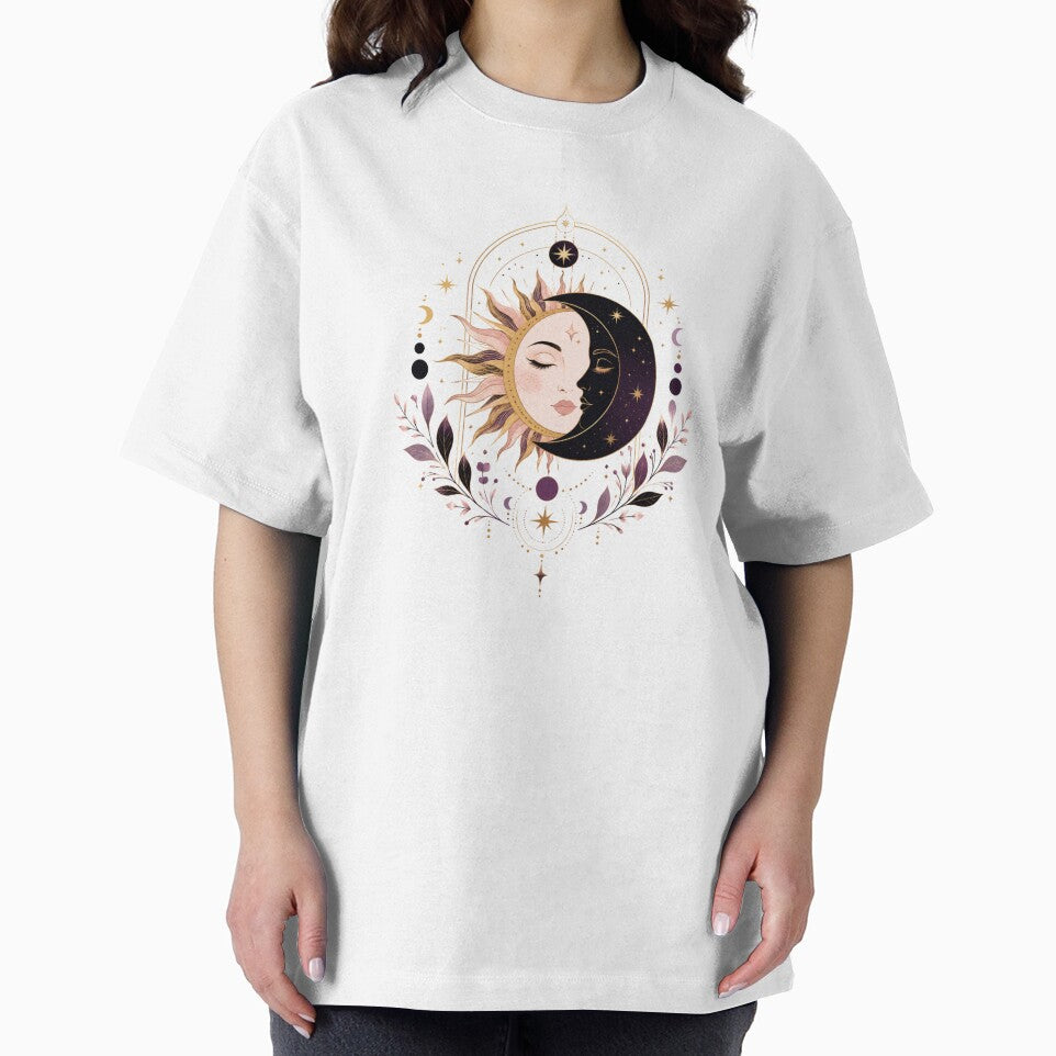 Celestial Sun and Moon Face Art by ModernMoodCo