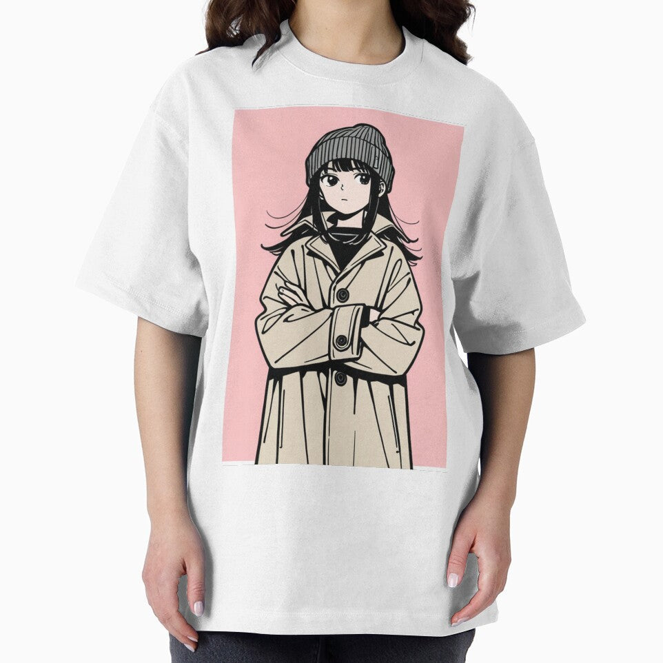 Fashion - Man in Black Trench Coat Beanie Streetwear Anime Variant 2 by AnimeShin Unisex , , , Long Sleeve Tee