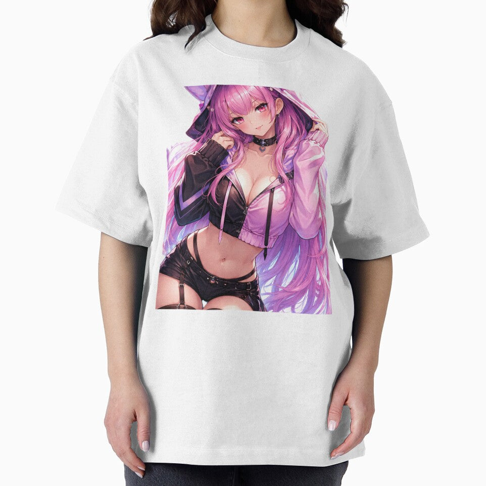Cyberpunk Anime Girl Aesthetic – Pink Hair Waifu Streetwear Style by AnimDream