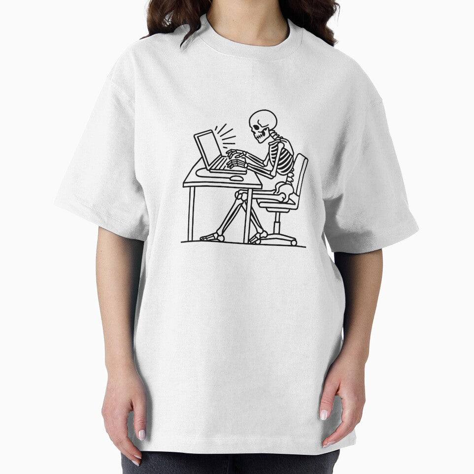 Commit Early Git Push Programmer Skeleton Line Art by TechBro67