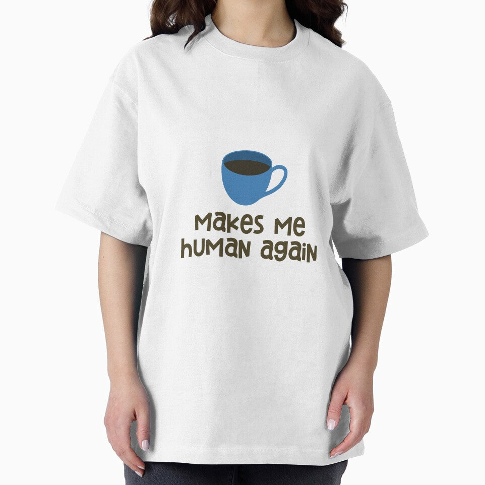 Coffee Makes Me Human Again Sticker Blue by Marianna's Meraki