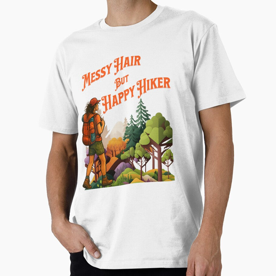 Messy Hair But Happy Hiker Female Hiking by PrintSparkDesigns