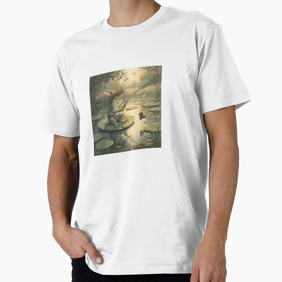 Frog Fisherman Caught a Tiny Boot Funny Art by PictorialWhimsy