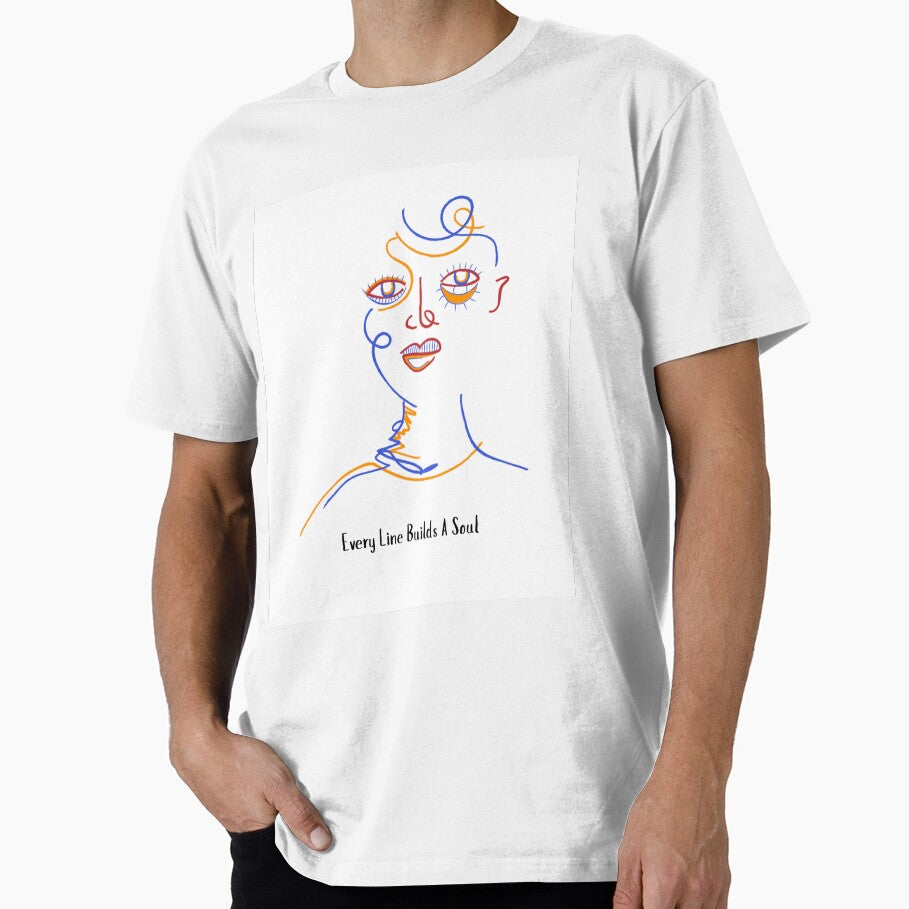 Every Line Builds A Soul - Abstract Face Line Art Illustration by CatberryStudio