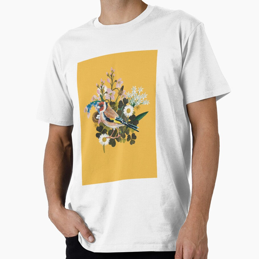 Goldfinch and wildflowers art print by paintandpestle