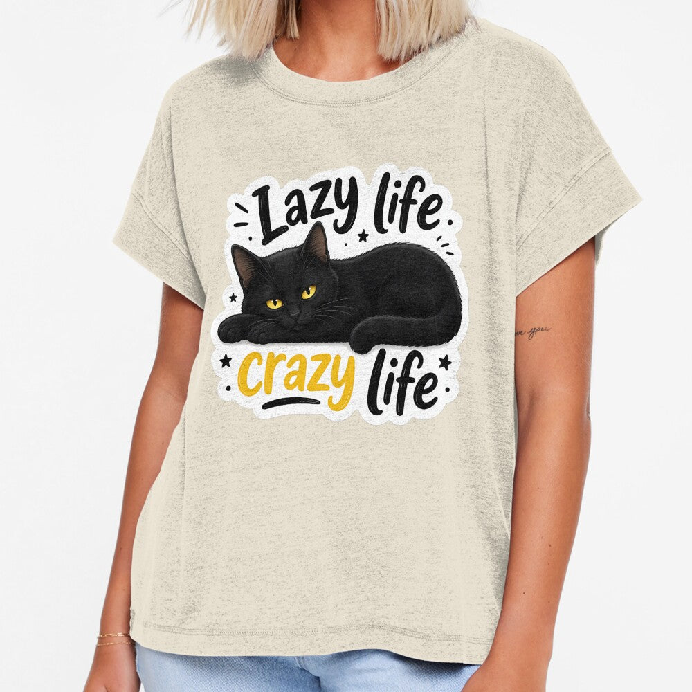 Lazy life crazy life black cat sticker by Mohitt09