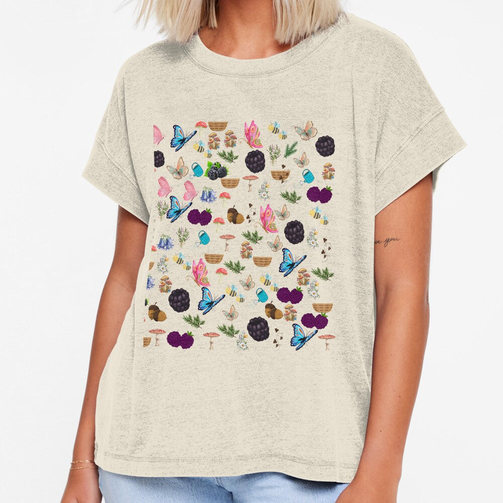 Whimsical Cottagecore Mushroom and Butterfly Pattern by astersgraphics