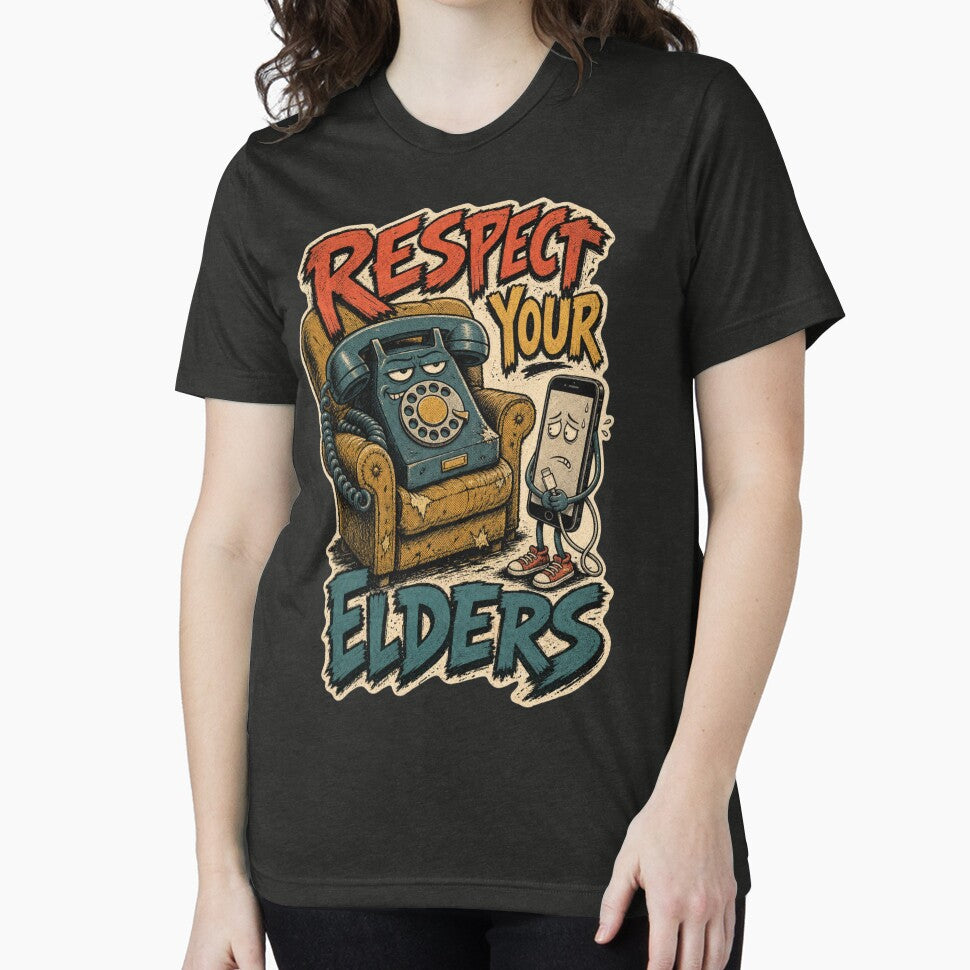Respect Your Elders Funny Rotary Phone Analog Tech Humor by Print Loft
