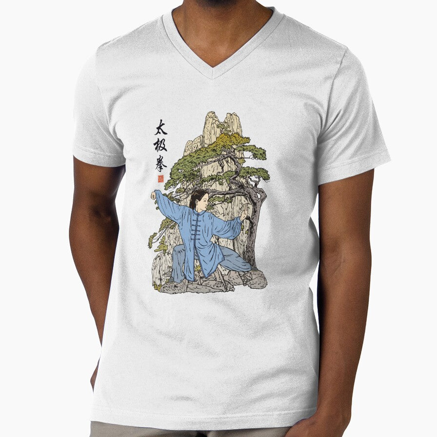 Tai Chi Warrior in the Mountains (Blue) by erickoo