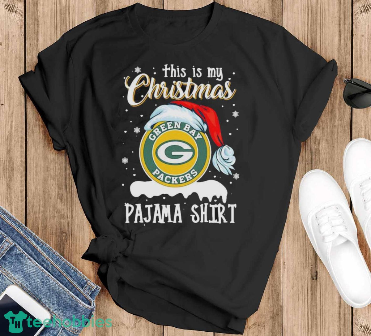 This Is My Christmas Green Bay Packers Pajama Hat Santa Xmas Shirt Unisex , , , Long Sleeve Tee