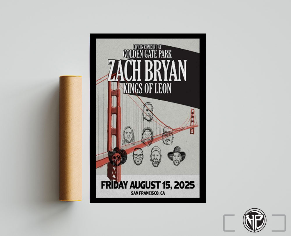 Zach Bryan Aug 15 2025 Golden Gate Park San Francisco Ca Tour Poster Portrait Poster